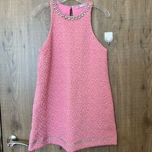 Zara pink jacquard mini dress with stones size Small